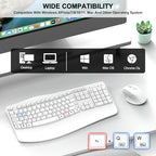 Wireless Keyboard and Mouse Combo, 2.4G Ergonomic Wave Keys(White) - Image 7