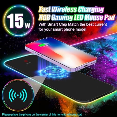 ToLuLu Wireless Charging RGB Gaming Mouse Pad,15W LED 30W Charger Mouse Mat - Image 2