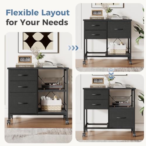 DUMOS 3 Drawer Mobile File Cabinet, Rolling Printer Stand with Storage - Image 6