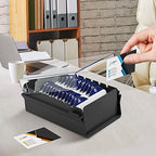 Acrimet Index Business Card Size File Holder Organizer Box Metal Base Heavy Duty (AZ Index Cards and Divider Included) (Black Color with Clear Crystal Plastic Lid Cover) - Image 4
