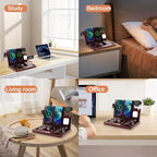 Wood Phone Docking Station 27W Fast Charging 2 Phone Wireless Charging Station for iosPhone/Android/iWatch/Air Pod Nightstand Organizer for Men/Women AnniversaryBirthday Gifts for him - Image 5