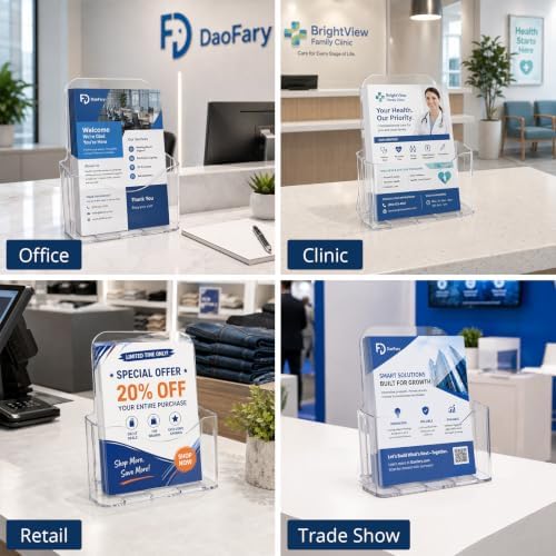 Daofary 6 x 9 Acrylic Brochure Holder, 6 Pack Wall Mount & Desktop Display - Image 7