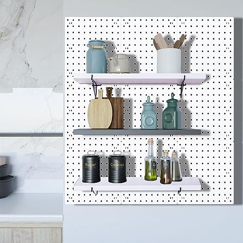 Pegboard Shelf Set - 6 Heavy Duty Peg Board Shelves & Steel Brackets, Organizer for Storage, Garage, Workbench, Craft, Office - Image 5