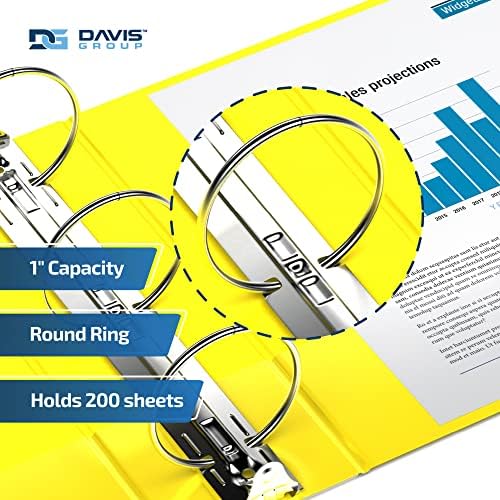 Premium Economy 3-Ring Binder, Spine Label, 1" Round Rings, Yellow, 6 Pack - Image 2