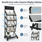 4-Layer Floor-Standing Brochure Display Rack with Wheels and Top Billboard - Image 5