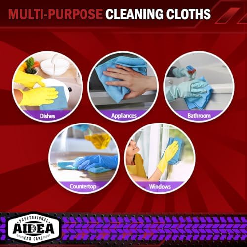 AIDEA Microfiber Cleaning Cloth,150PK, Blue Shop Towels, Shop Rags 12"×12" - Image 7