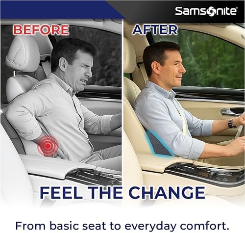 Samsonite Ergonomic Lumbar Pillow for Office Chair and Car Seat - Memory Foam Back Support Lumbar Pillow, Premium Cushion Chair Support for Lower Back Pain Relief and Versatile Use (Dark Grey) - Image 2