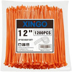 XINGO 12 Inch Orange Zip Ties 1200 PCS, 75 LBS Ultra Strong Tensile Strength, UV Resistant Cable Ties, Self-locking Plastic Ties for Indoor and Outdoor Use by XINGO