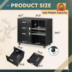 DEVAISE Wood File Cabinet, 3 Drawer Lateral Filing Cabinet Black - Image 2