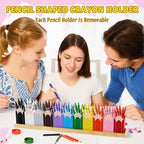 11 Pcs Pencil Shaped Crayon Organizer with Stand,Standard - Image 5