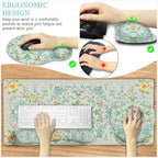 LIMKRIAN Floral Desk Mat Set, Cute Green Mouse Pad with Gel Wrist Rest - Image 3