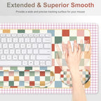 Vintage Macaron Checker Mouse Pad Set, 4 in1 Ergonomics Keyboard Desk Mat with Memory Foam Wrist Rest, Extended Game Mousepad, Large Gaming Non-Slip Desk Pad Matt Easy Typing Pain Relief - Image 4