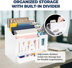 Mail Organizer Countertop, Desktop Mail Sorter with Drawer & Label Tags, WH - Image 6