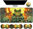 4Pcs Memory Foam Keyboard Wrist Rest Desk Mat Set, Flaming Frog Skull by Dikoer