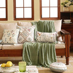 ISAENNE Vintage Linen Throw Pillow Cover,Set of 2,Diameter 16"-Serenity C - Image 7