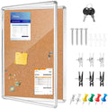 36x24 Lockable Enclosed Bulletin Board,Weatherproof Cork Display Case by Unknown