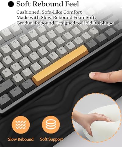 Wrist Rest for Computer Keyboard, 2 in 1 Keyboard Wrist Support Pad, Memory Foam Keyboard Riser Holder Lift Tray with Wrist Pad for Easy Typing for Office Desk, Home, School (150-Black) - Image 5