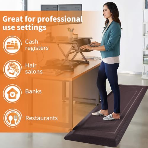 UKISS 9/10"" Extra Thick Cushioned Anti Fatigue Kitchen Mat, Waterproof High Density Foam Standing Desk Mat, Non-Slip Ergonomic Comfort Mat for Kitchen, Office,Workstation Black (Brown, 20" X 48") - Image 7