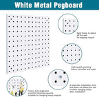 4 Pack Steel Peg Board,Universal 1/8 and 1/4 Pegboard Accessories,Ideal for Garage Tool Storage, Office Organization, Craft Room, Kitchen etc. (White, 4-12X12) - Image 6