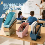 Geetery 12 Pack Non-Tip Book Bins with Stabilizer Wings,lables, Boho - Image 4
