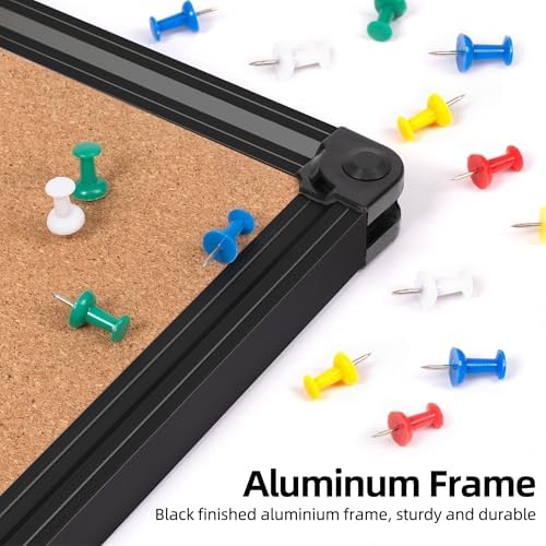 Extra Large Cork Bulletin Board 72" X 48", Black Aluminum Framed 6'x4' Corkboard for Wall, Wall Mounted Notice Pin Board with 18 Push Pins for School, Home & Office - Image 4