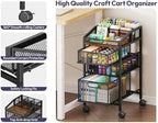 SWTYMIKI Rolling Utility Cart with Drawers - Under Desk Storage Cart with DIY Divider & Lockable Wheels, Multi-Functional Craft Art Supply Organizer for Office, Vanity, Craft Room & Studio Black - Image 3