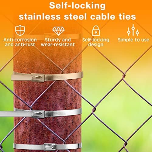 Therwen 600 Pcs Metal Zip Ties Heavy Duty 304 Stainless Steel, Multi Sizes - Image 5