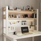 Desk Organizer with Pegboard, Desktop Shelves & Office Shelves, Desk Hutch Top Only, Adjustable Hutch for Dorm or Office, Steel Frame Display (White, 30" L x 10" W x 37" H) by VIBRFURE