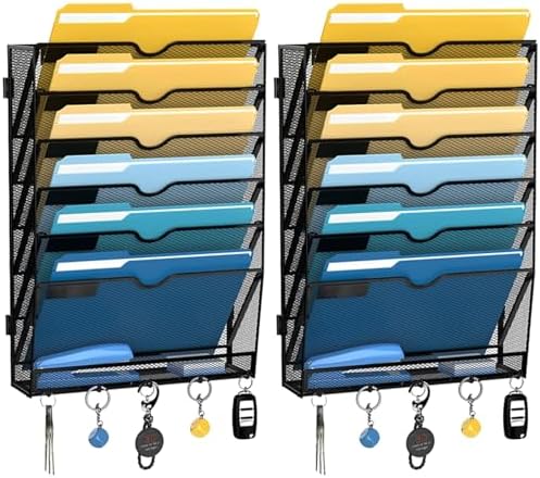 SUPEASY 7-Tier Hanging Wall File Organizer with Hooks, 2 Pack by SUPEASY
