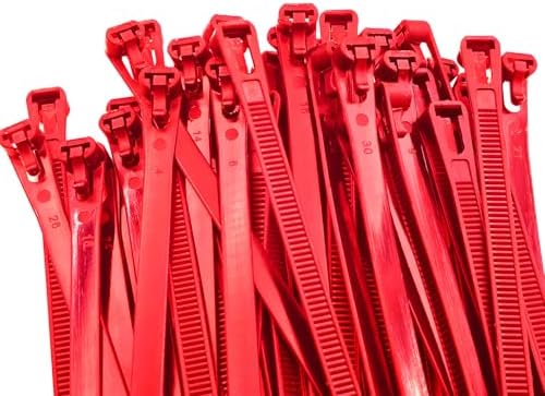 250 Pack 12 Inch Heavy Duty Reusable Zip Ties Red ?UV Resistant, 55 LBS Tensile Strength, Weatherproof Cable Ties for Outdoor, Industrial, and Harsh Environments by Aroono