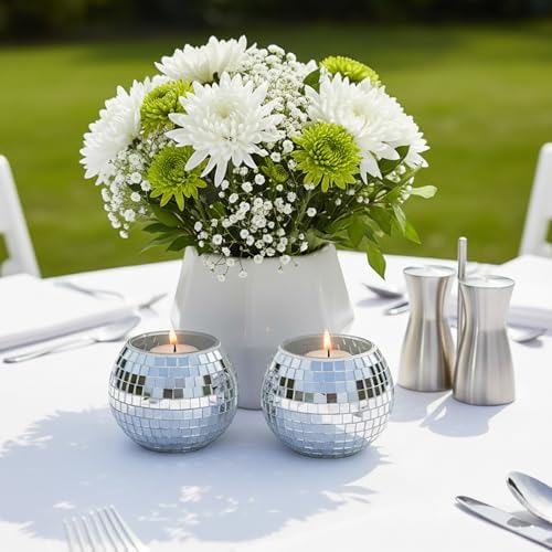 12 PCS Disco Ball Candle Holder, 6.6x4.9cm Disco Ball Party Decorations Multifunctional Discos Flower Vase for Wedding Centerpieces,Birthday,Office,Bedroom Decor - Image 4