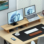 Aothia 43 inch Oak Solid Wood Dual Monitor Stand for Desk, Cork Legs - Image 5