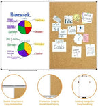 XBoard Magnetic White Board and Bulletin Corkboard Combination, 60 x 48 Inch Foldable Dry Erase & Cork Combo Board for wall with Aluminum Frame, 5' x 4' Notice Memo Board Pin Vision Board - Image 2