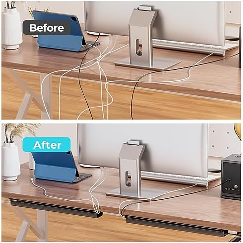 Cable Management Under Desk 31.5'' J Channel Cable Raceway, 2 Pack Cord Hider Desk Cable Tray and Under Desk Cable Management Tray, Metal Cord Organizer for Desk - Image 6