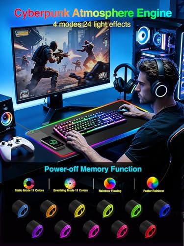 Wireless Charging Mouse Pad Gaming, 31.5"x15.8" Large Desk Mat, Waterproof - Image 3