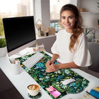 LIMKRIAN Floral Large Desk Mat Set, Green Mouse Pad with Wrist Rest - Image 2