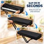 Digital Piano Keyboard Cover for Yamaha Montage M7, Electronic Keyboard Dust Cover, Stretch Fabric with Elastic Edge for Home Music Studio Storage - Image 7
