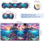 TGFEWYTJYJ Extended Gaming Mouse Pad,Memory Foam Ergonomic Keyboard Mouse Wrist Rest Support Set,Large Desk Mat with Stitched Edges,Non-Slip Base Mousepad Home Office,Dolphin Dream Underwater - Image 2