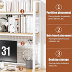 HUATOL Desktop Bookshelf for Computer Desk, 2-Tier Multipurpose Wood Countertop Bookshelf, Multipurpose Freestanding Storage Rack Display Shelf for Office, Home Decor, White - Image 3