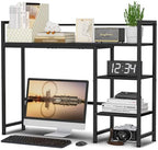 Snughome Desk Shelf, 38.6" Desk Hutch for Computer Monitor, Desktop Organizer Shelf, 4 Tier Desk Display Rack, Wood Desktop Bookshelf Storage Rack for Home Office Dorm, Black by Snughome