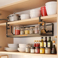 WELTOKE Under Shelf Storage Basket Organizer, Expandable Under Cabinet Shelf,Heavy Duty Metal Cabinet Hanging Shelf For Kitchen Cupboard Cabinet Pantry Laundry Desk Bookshelf Garage, Black(1 Pack) by WELTOKE