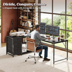 PRAISUN 61" L Shaped Desk with Power Outlets & 4 Drawers - Image 2