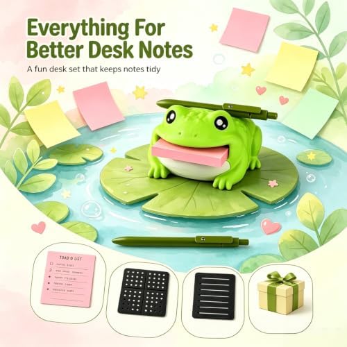 Note Toad Frog Shaped Sticky Note Holder, Desk Organizer (2PCS) - Image 2