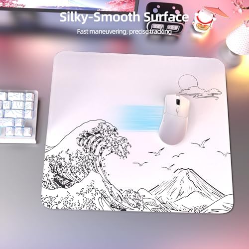 ATTACK SHARK CM05 Glass Gaming Mouse Pad,17.7x15.7 in Large Mouse Mat，Non Slip 9H Hard Mousepads,Nano-Textured Glass Surface with Improved Precision and Speed for FPS Players-Wave White - Image 3