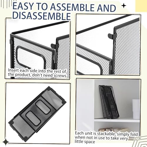 Zhengmy 2 Pcs Hanging File Organizer Letter Size File Holder Metal Mesh Filing Box Desktop Folder Letter Storage Cabinets Magazine Holder with Handles for Home Office School Document (Black) - Image 5