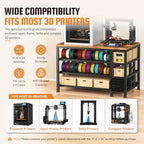 3D Printer Stand with Storage, 3-Tier Filament Storage Rack, Power Strip, Side Drawer, Heavy-Duty Printer Table, 31.4 x 24 in Worktop - Image 7