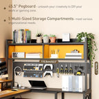 RALGEND L Shaped Gaming Desk with Storage Drawers & Shelves, Power Outlets - Image 4