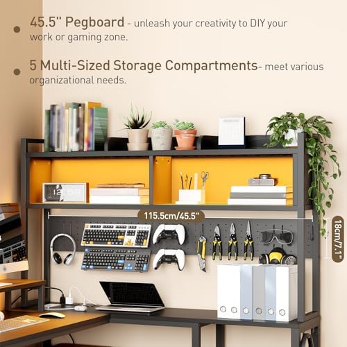 RALGEND L Shaped Gaming Desk with Storage Drawers & Shelves, Power Outlets - Image 4