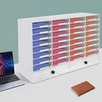 Literature Organizer, 32 Compartment Adjustable Mail Sorter with 2 Drawers Stackable File Sorter Paper Organizer for Home Office School Holds 110 pounds (White) - Image 2