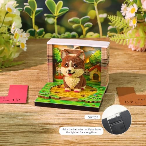 3D Memo Pad, 3D Calendar 2027, Time Piece Calendar, Tear-Off Calendars 2027, 3D Paper Carving Art Memo Pad, Art Carving Sticky Notes for Office Home Gifts Ornaments (Pixel Corgi) - Image 3